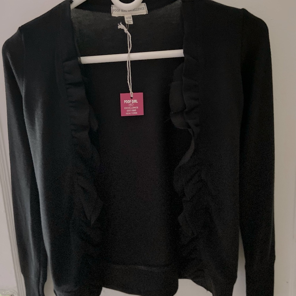 Poof Girl Excellence black sweater cardigan for girls size s/7/8
